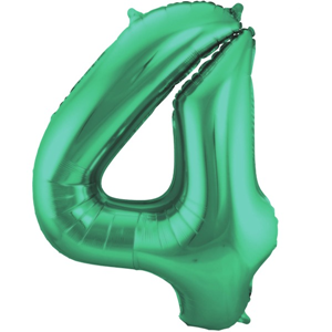 Groene Metallic Mat Folieballon Cijfer 4